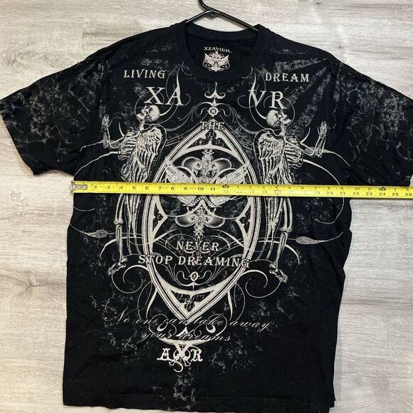 Xzavier Wings Skulls Rhinestone Grunge Cyber Y2K Style T-Shirt‎ Men's XXLarge - Picture 4 of 6